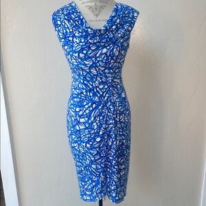 Maggy London Blue and White Midi Dress